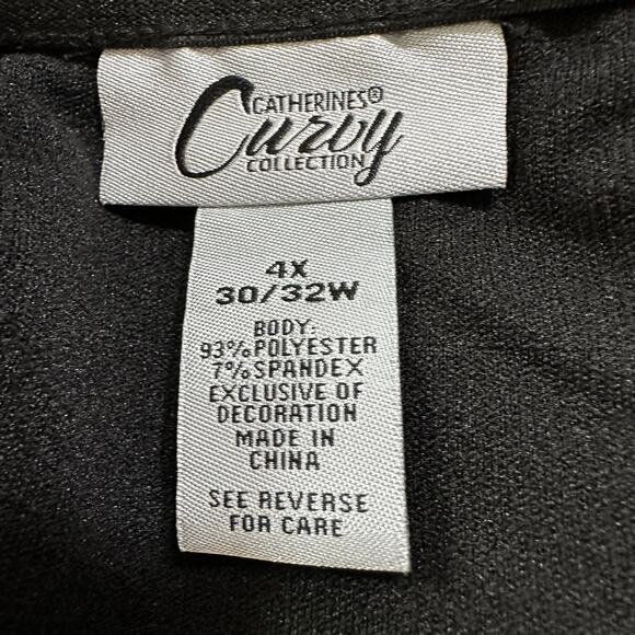 Catherines Curvy Collection Midi Skirt 4X Solid Black Career‎ Work Office New - Picture 2 of 7